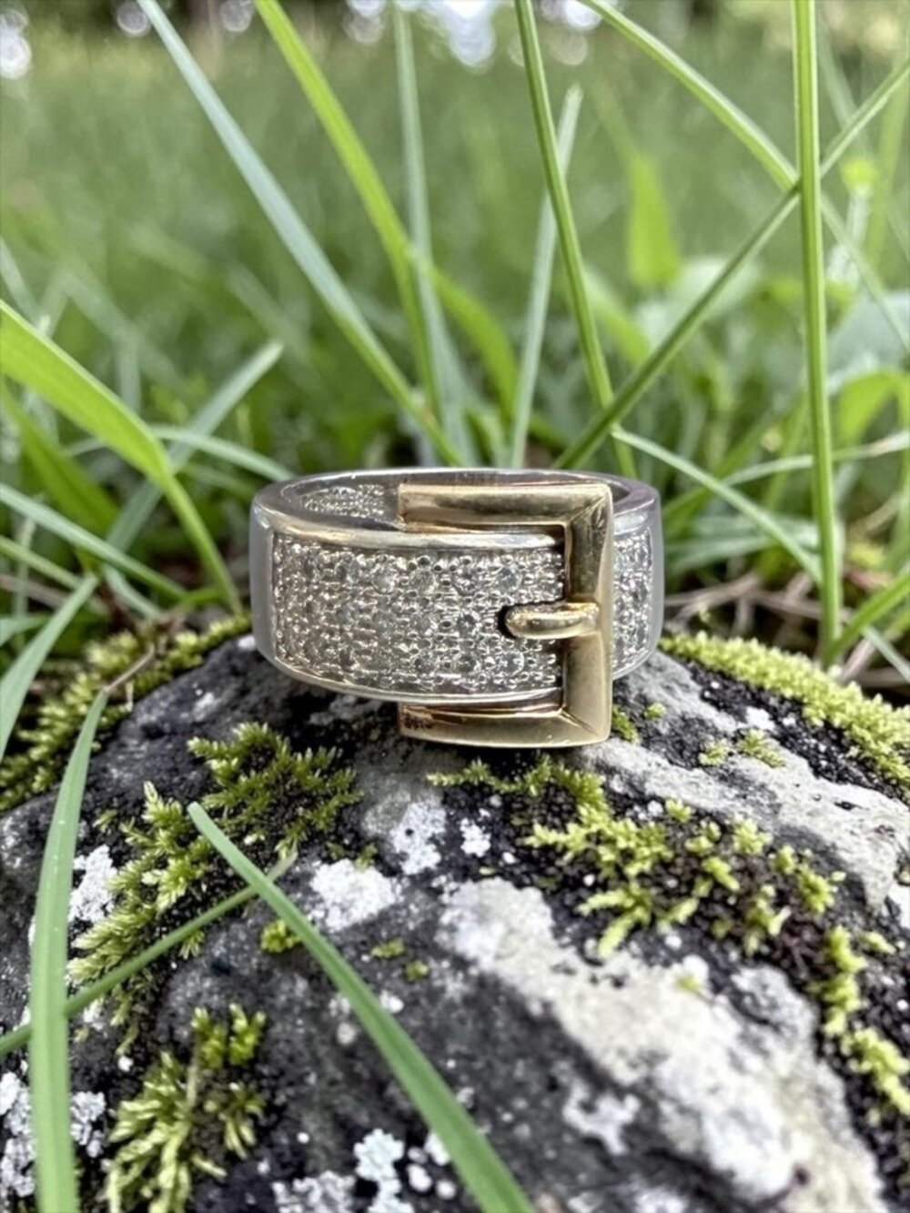 10k Gold Diamond Buckle Style Ring
